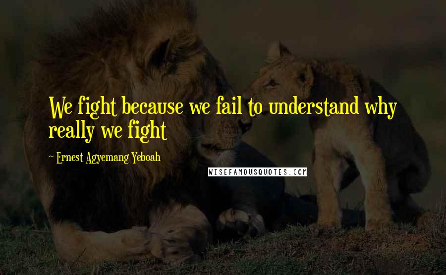 Ernest Agyemang Yeboah Quotes: We fight because we fail to understand why really we fight