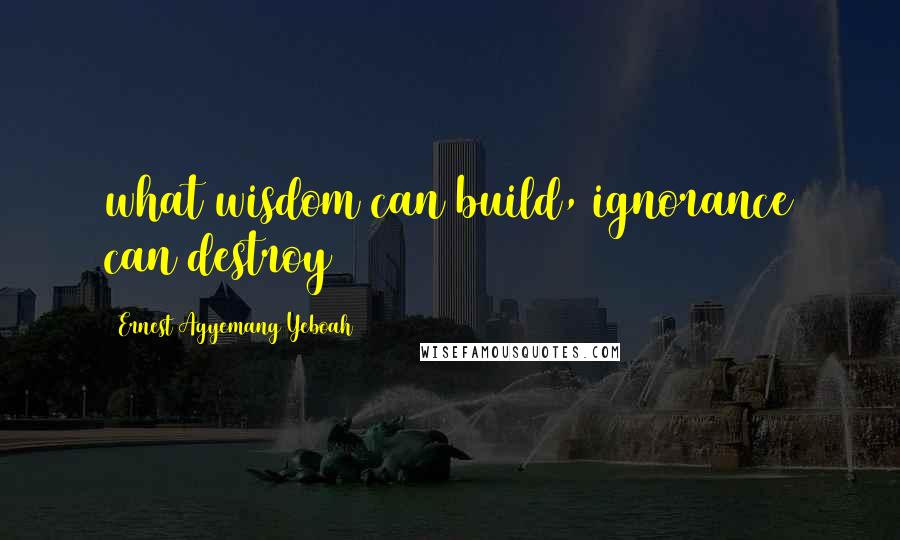 Ernest Agyemang Yeboah Quotes: what wisdom can build, ignorance can destroy