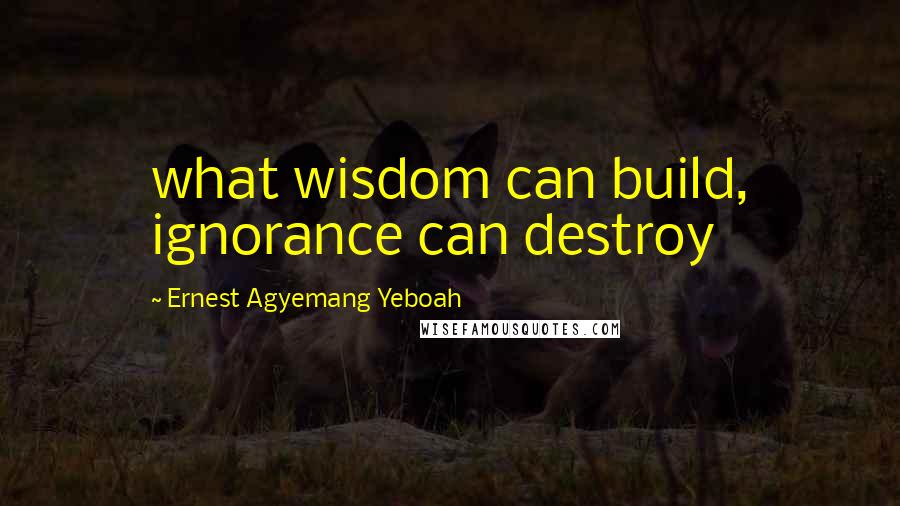 Ernest Agyemang Yeboah Quotes: what wisdom can build, ignorance can destroy