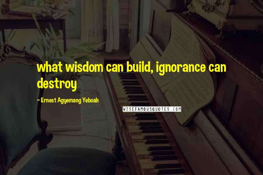 Ernest Agyemang Yeboah Quotes: what wisdom can build, ignorance can destroy