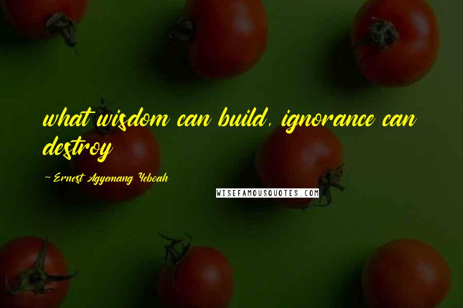 Ernest Agyemang Yeboah Quotes: what wisdom can build, ignorance can destroy