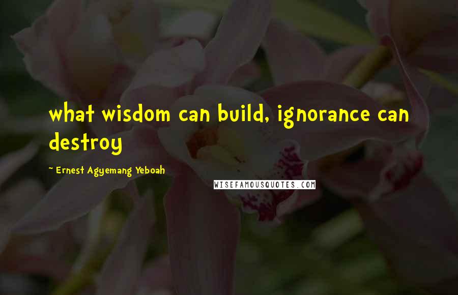 Ernest Agyemang Yeboah Quotes: what wisdom can build, ignorance can destroy