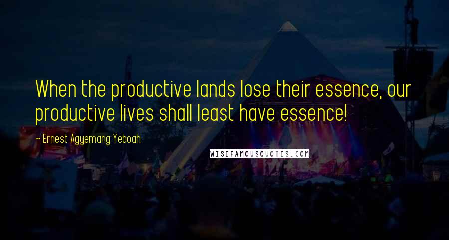 Ernest Agyemang Yeboah Quotes: When the productive lands lose their essence, our productive lives shall least have essence!