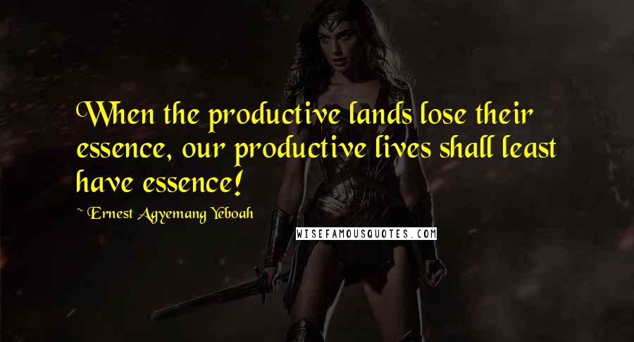 Ernest Agyemang Yeboah Quotes: When the productive lands lose their essence, our productive lives shall least have essence!