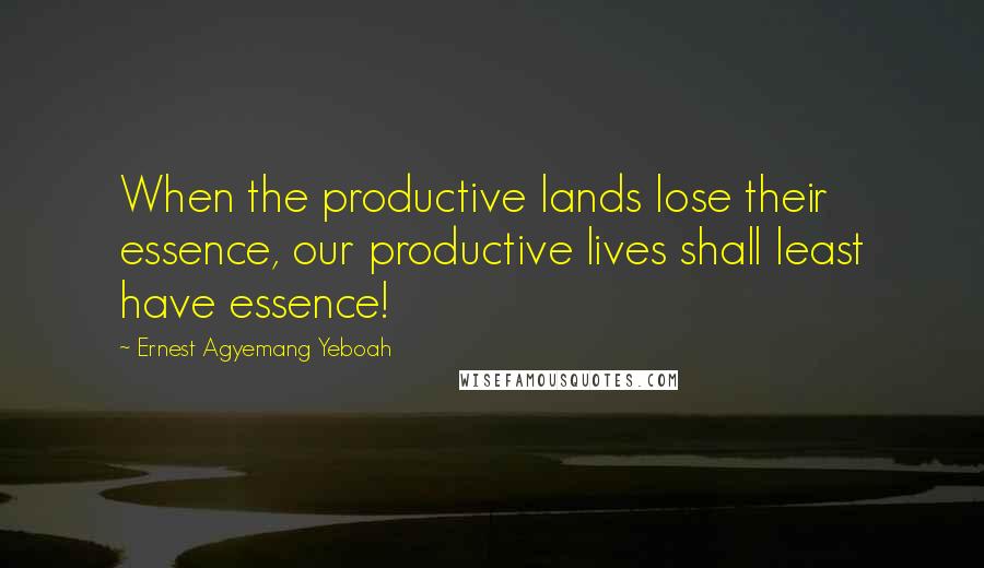 Ernest Agyemang Yeboah Quotes: When the productive lands lose their essence, our productive lives shall least have essence!