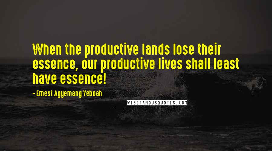 Ernest Agyemang Yeboah Quotes: When the productive lands lose their essence, our productive lives shall least have essence!