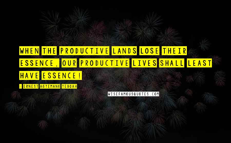 Ernest Agyemang Yeboah Quotes: When the productive lands lose their essence, our productive lives shall least have essence!