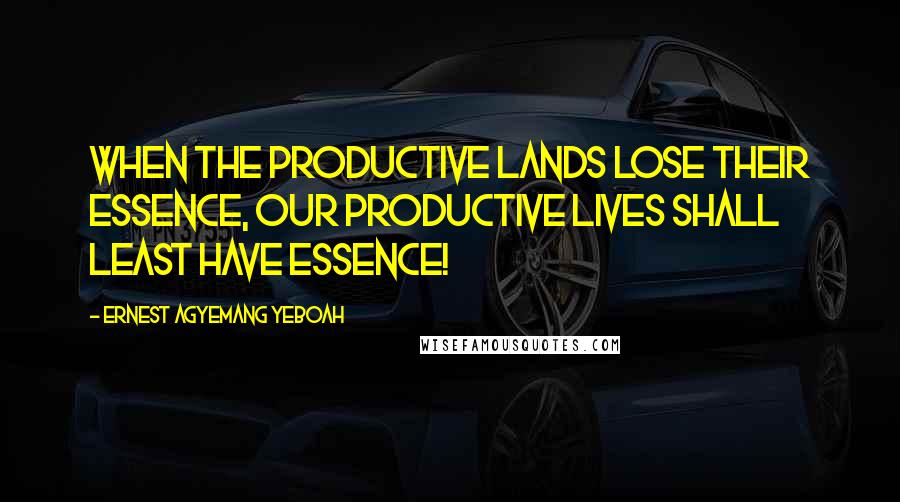 Ernest Agyemang Yeboah Quotes: When the productive lands lose their essence, our productive lives shall least have essence!