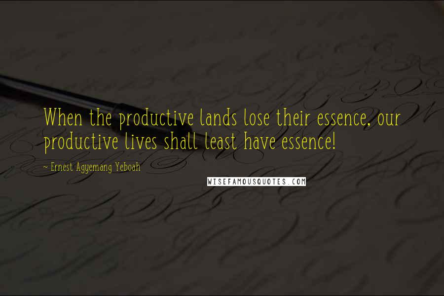 Ernest Agyemang Yeboah Quotes: When the productive lands lose their essence, our productive lives shall least have essence!