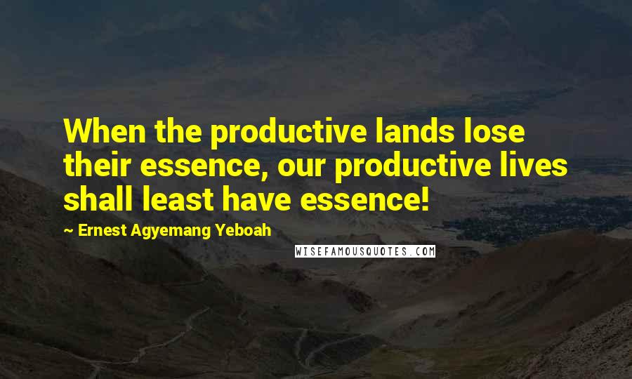 Ernest Agyemang Yeboah Quotes: When the productive lands lose their essence, our productive lives shall least have essence!