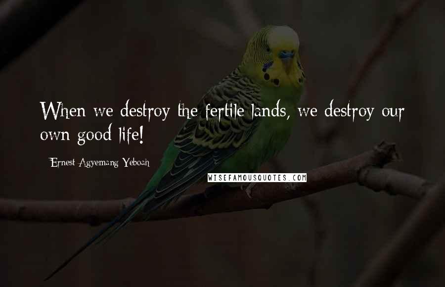 Ernest Agyemang Yeboah Quotes: When we destroy the fertile lands, we destroy our own good life!