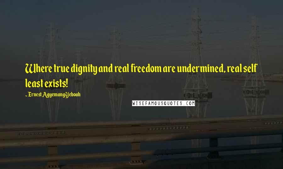 Ernest Agyemang Yeboah Quotes: Where true dignity and real freedom are undermined, real self least exists!