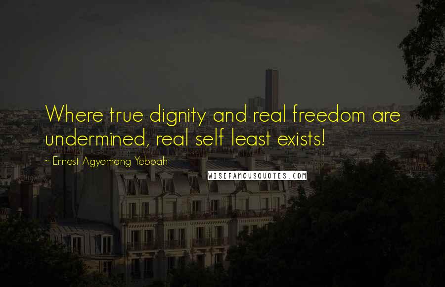 Ernest Agyemang Yeboah Quotes: Where true dignity and real freedom are undermined, real self least exists!