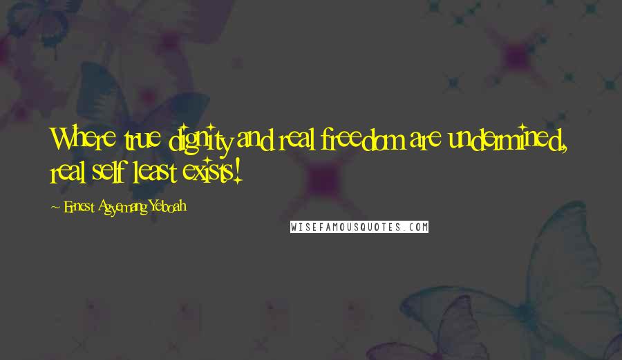 Ernest Agyemang Yeboah Quotes: Where true dignity and real freedom are undermined, real self least exists!