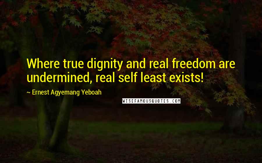 Ernest Agyemang Yeboah Quotes: Where true dignity and real freedom are undermined, real self least exists!