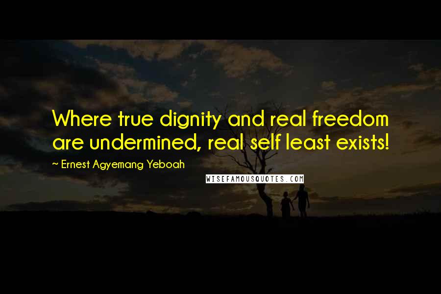 Ernest Agyemang Yeboah Quotes: Where true dignity and real freedom are undermined, real self least exists!