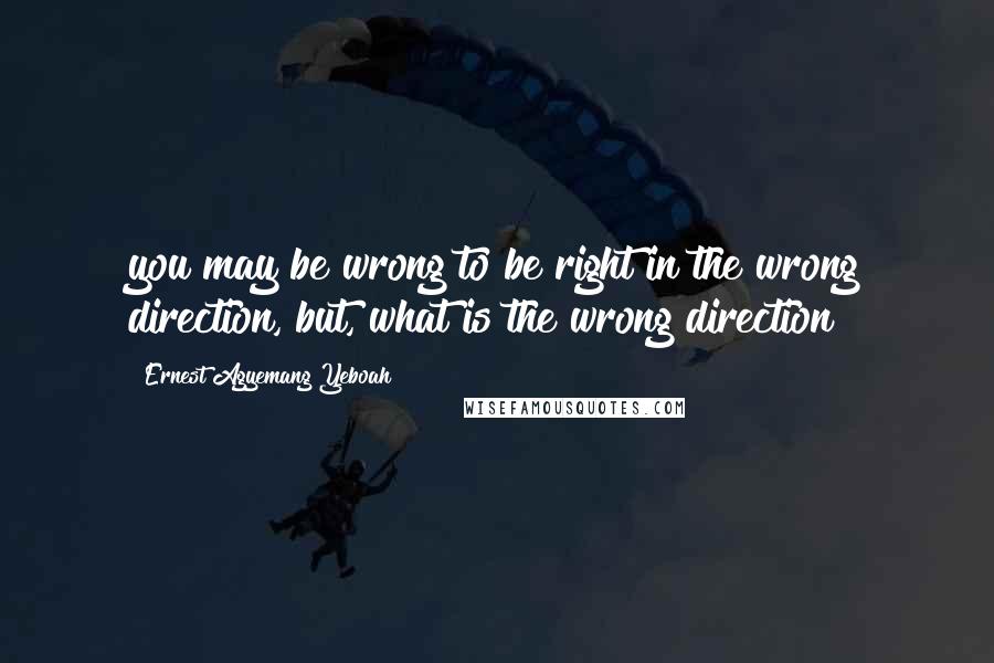 Ernest Agyemang Yeboah Quotes: you may be wrong to be right in the wrong direction, but, what is the wrong direction?