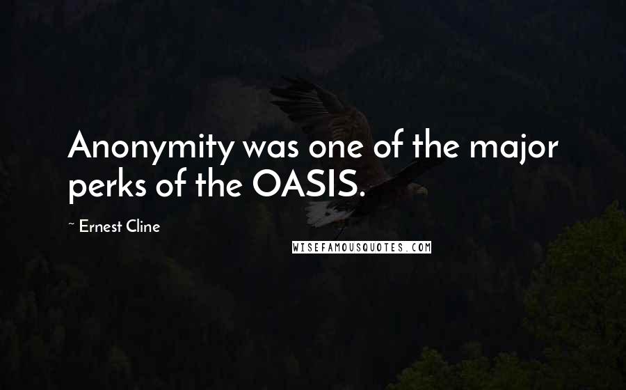 Ernest Cline Quotes: Anonymity was one of the major perks of the OASIS.