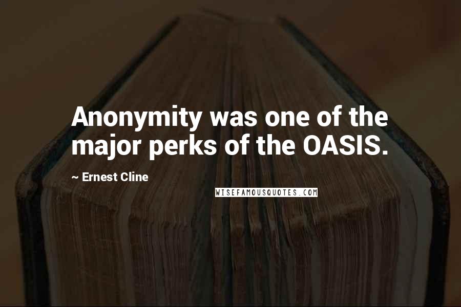 Ernest Cline Quotes: Anonymity was one of the major perks of the OASIS.