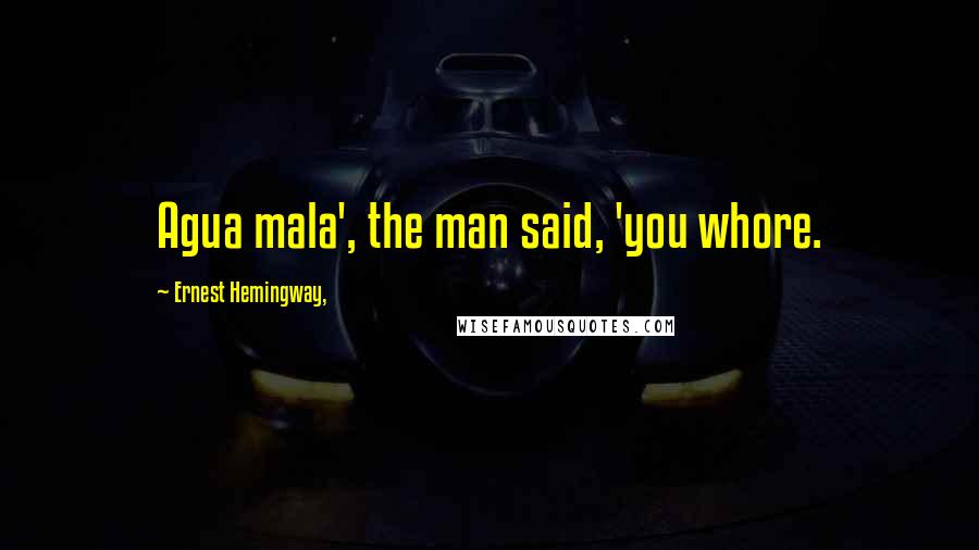 Ernest Hemingway, Quotes: Agua mala', the man said, 'you whore.