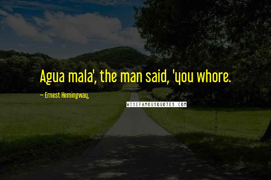 Ernest Hemingway, Quotes: Agua mala', the man said, 'you whore.