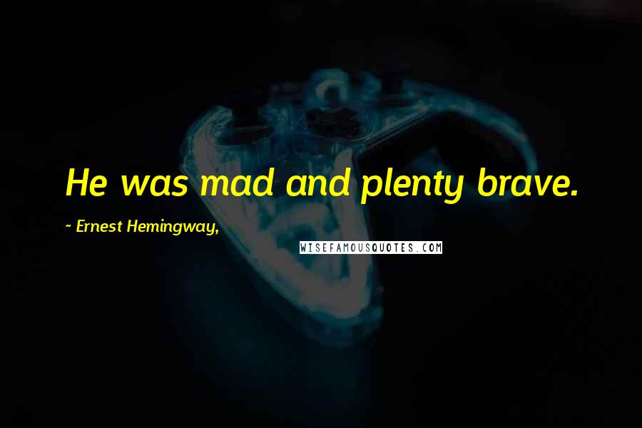 Ernest Hemingway, Quotes: He was mad and plenty brave.