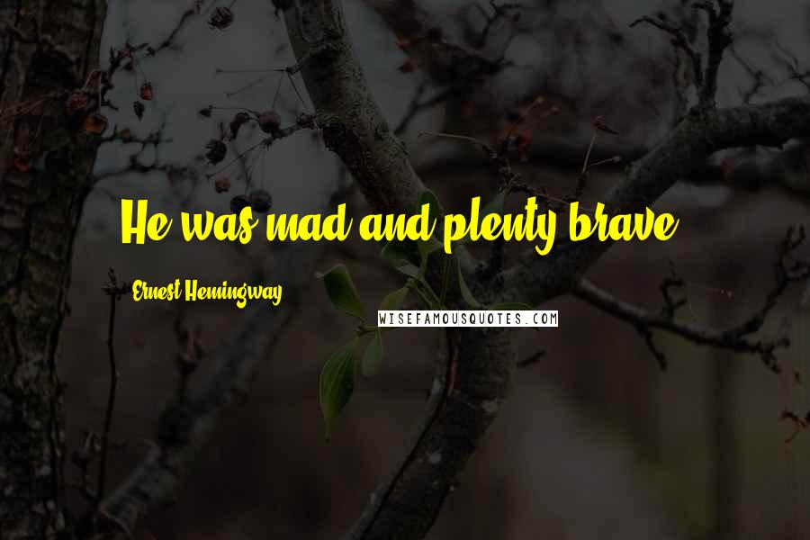 Ernest Hemingway, Quotes: He was mad and plenty brave.