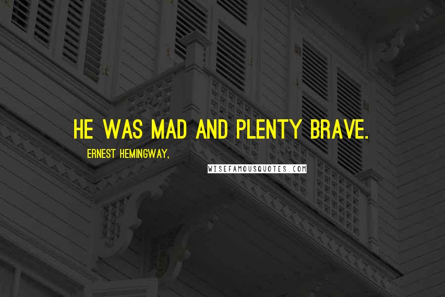 Ernest Hemingway, Quotes: He was mad and plenty brave.
