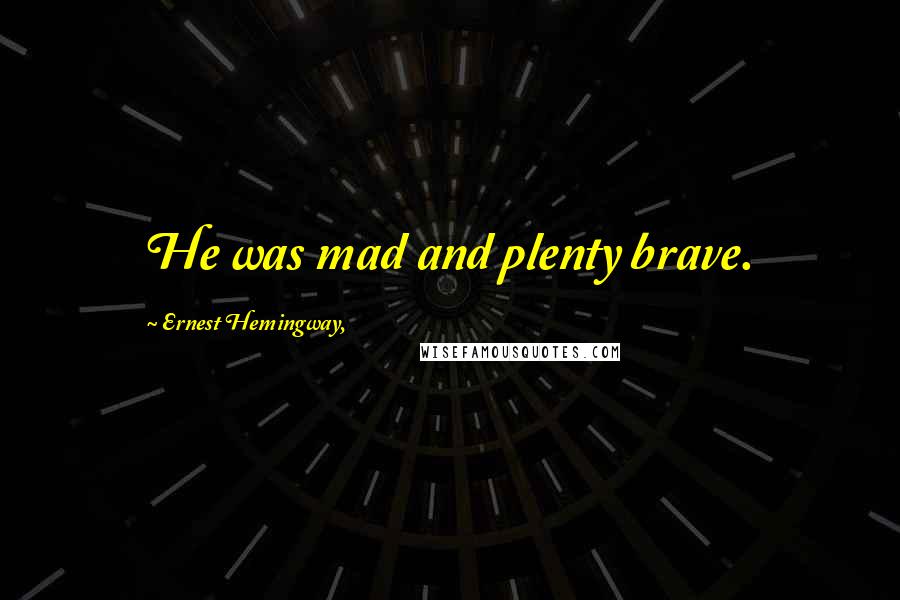 Ernest Hemingway, Quotes: He was mad and plenty brave.