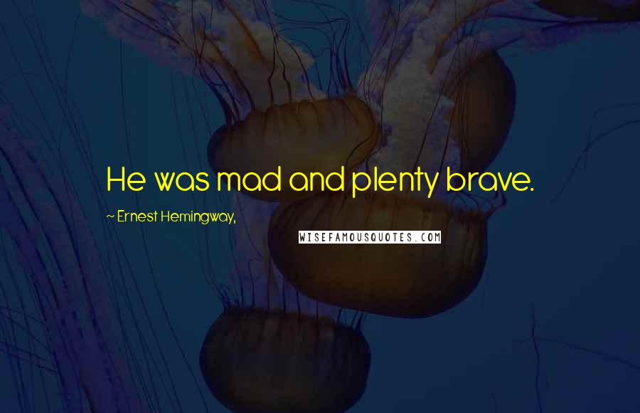 Ernest Hemingway, Quotes: He was mad and plenty brave.