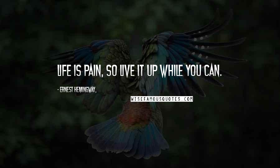 Ernest Hemingway, Quotes: Life is pain, so live it up while you can.