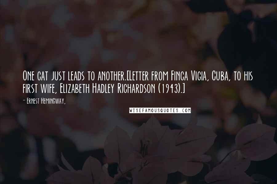 Ernest Hemingway, Quotes: One cat just leads to another.[Letter from Finca Vigia, Cuba, to his first wife, Elizabeth Hadley Richardson (1943).]