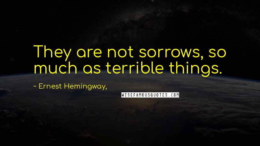 Ernest Hemingway, Quotes: They are not sorrows, so much as terrible things.