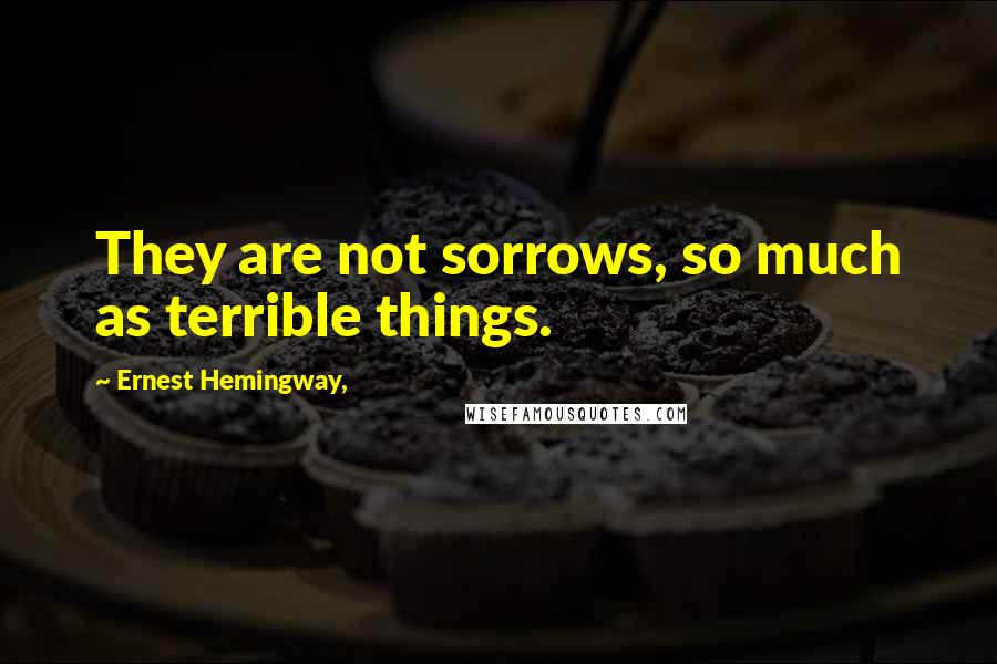 Ernest Hemingway, Quotes: They are not sorrows, so much as terrible things.