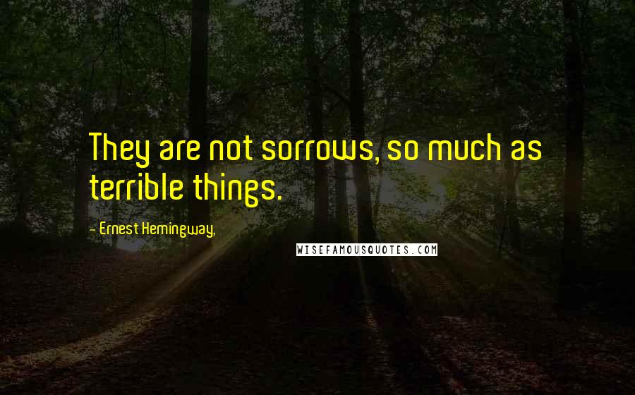 Ernest Hemingway, Quotes: They are not sorrows, so much as terrible things.