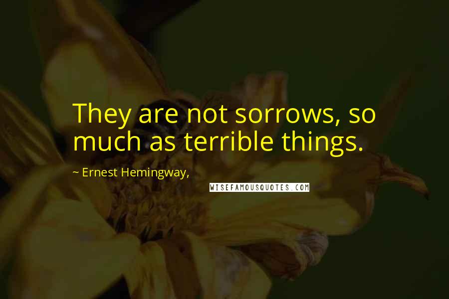 Ernest Hemingway, Quotes: They are not sorrows, so much as terrible things.