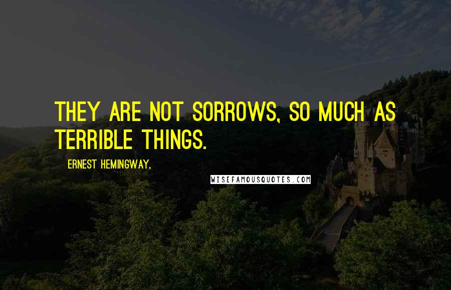 Ernest Hemingway, Quotes: They are not sorrows, so much as terrible things.