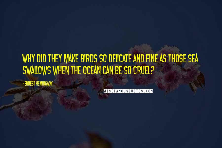 Ernest Hemingway, Quotes: Why did they make birds so delicate and fine as those sea swallows when the ocean can be so cruel?