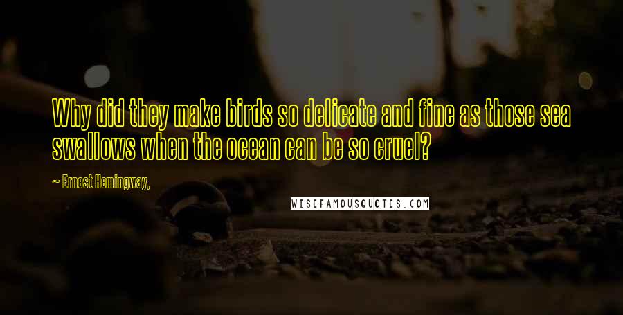 Ernest Hemingway, Quotes: Why did they make birds so delicate and fine as those sea swallows when the ocean can be so cruel?