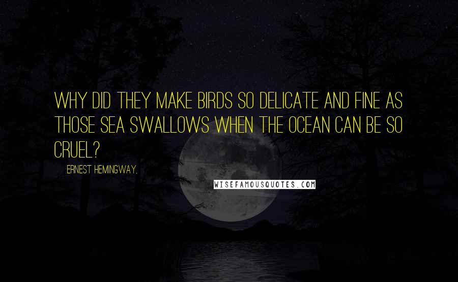 Ernest Hemingway, Quotes: Why did they make birds so delicate and fine as those sea swallows when the ocean can be so cruel?