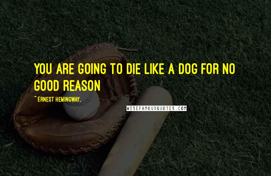 Ernest Hemingway, Quotes: You are going to die like a dog for no good reason