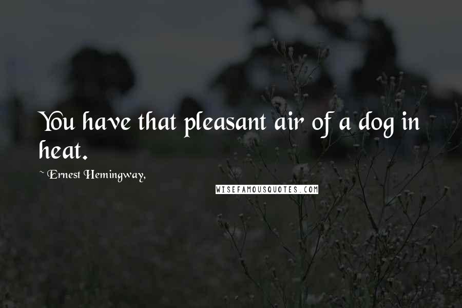 Ernest Hemingway, Quotes: You have that pleasant air of a dog in heat.