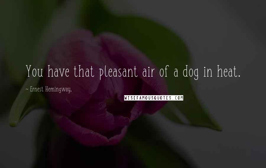 Ernest Hemingway, Quotes: You have that pleasant air of a dog in heat.