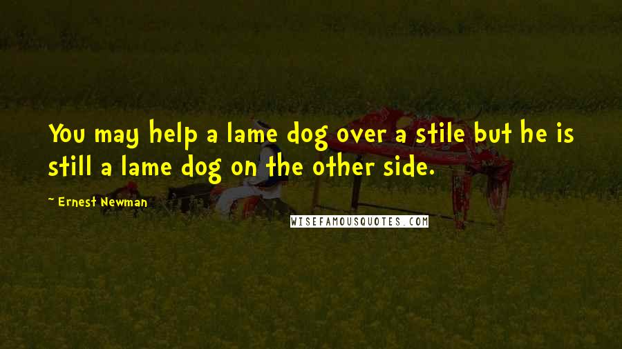 Ernest Newman Quotes: You may help a lame dog over a stile but he is still a lame dog on the other side.