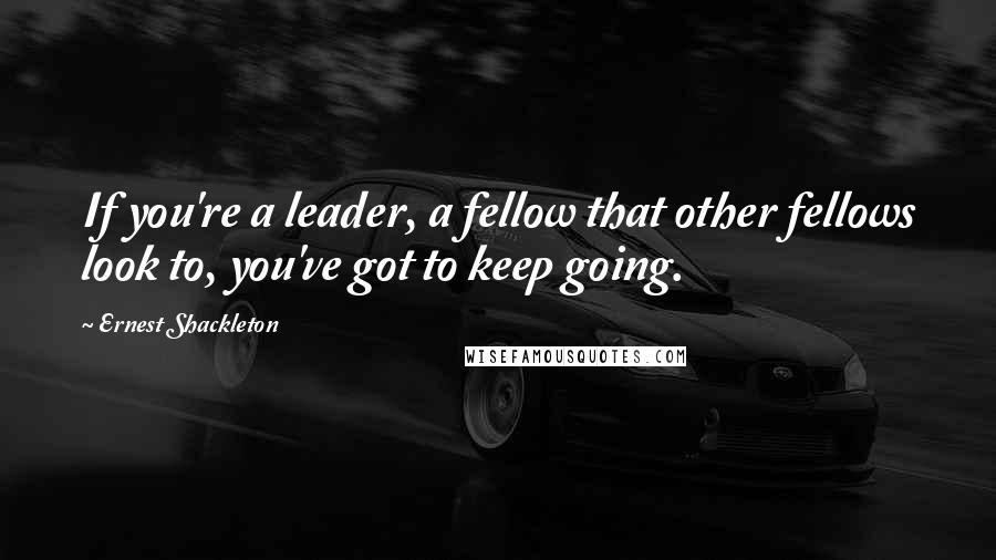 Ernest Shackleton Quotes: If you're a leader, a fellow that other fellows look to, you've got to keep going.