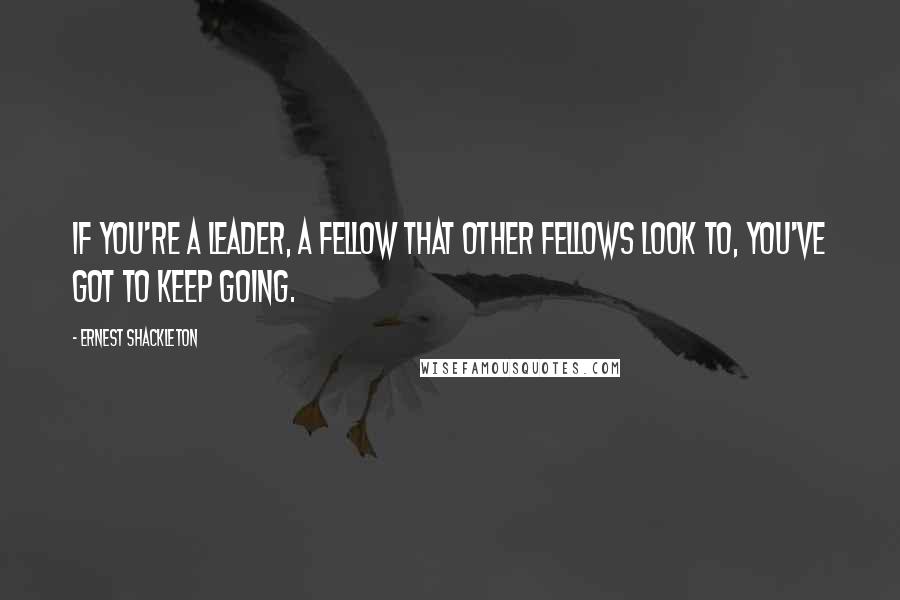 Ernest Shackleton Quotes: If you're a leader, a fellow that other fellows look to, you've got to keep going.