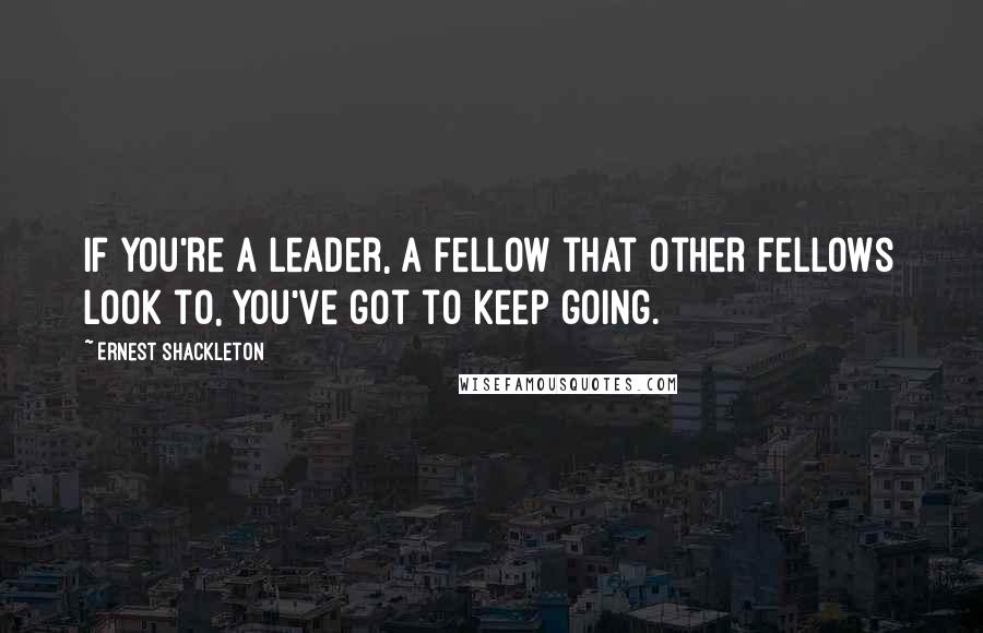 Ernest Shackleton Quotes: If you're a leader, a fellow that other fellows look to, you've got to keep going.