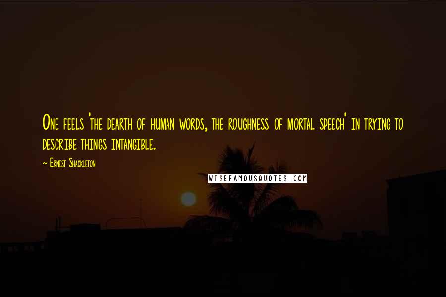 Ernest Shackleton Quotes: One feels 'the dearth of human words, the roughness of mortal speech' in trying to describe things intangible.