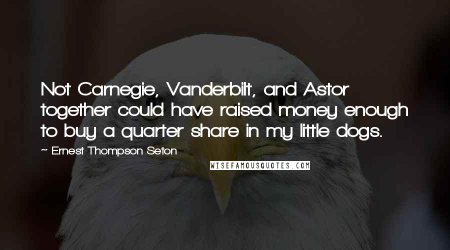 Ernest Thompson Seton Quotes: Not Carnegie, Vanderbilt, and Astor together could have raised money enough to buy a quarter share in my little dogs.