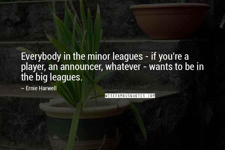 Ernie Harwell Quotes: Everybody in the minor leagues - if you're a player, an announcer, whatever - wants to be in the big leagues.